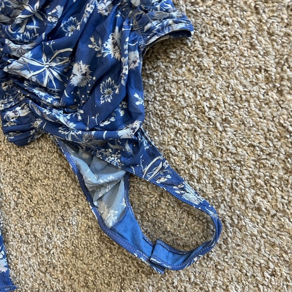 NWT Free People Intimately Under It All Printed Bodysuit Bluebell Combo Blue S - Picture 4 of 11